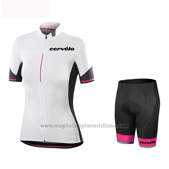 2019 Abbigliamento Ciclismo Donne Cervelo Bianco Nero Manica Corta e Salopette