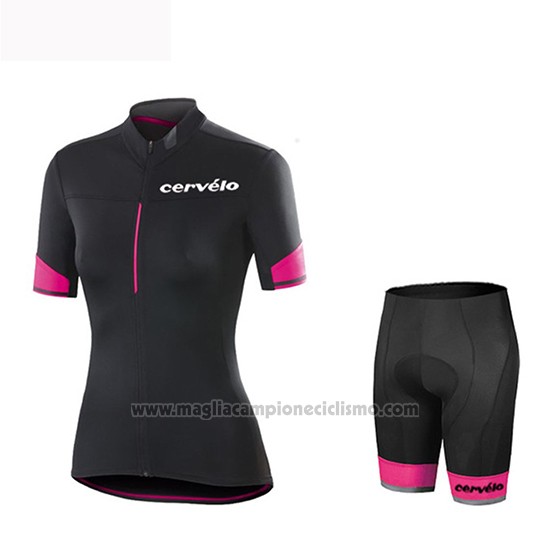 2019 Abbigliamento Ciclismo Donne Cervelo Nero Rosso Manica Corta e Salopette