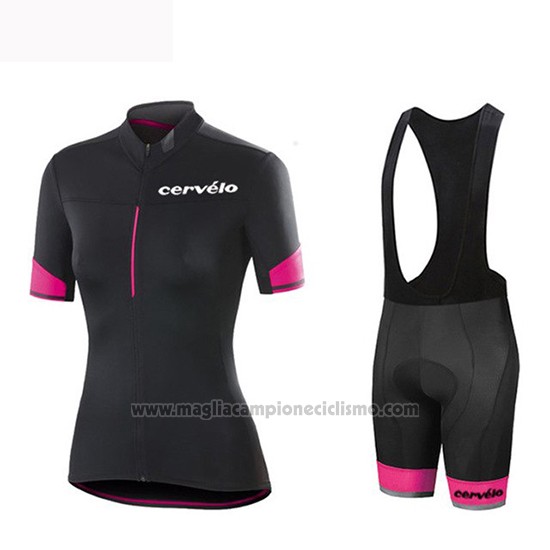 2019 Abbigliamento Ciclismo Donne Cervelo Nero Rosso Manica Corta e Salopette