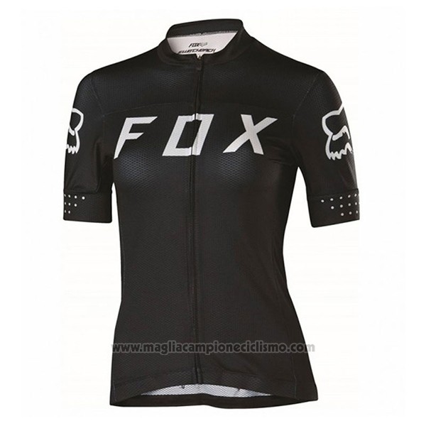 2017 Abbigliamento Ciclismo Donne Fox Nero Manica Corta e Salopette
