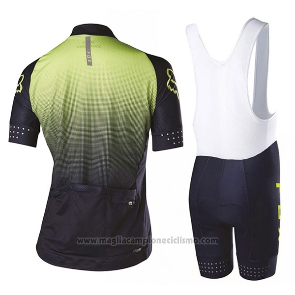 2017 Abbigliamento Ciclismo Donne Fox Nero e Verde Manica Corta e Salopette
