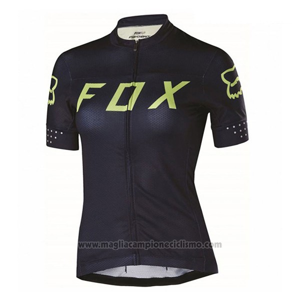 2017 Abbigliamento Ciclismo Donne Fox Nero e Verde Manica Corta e Salopette
