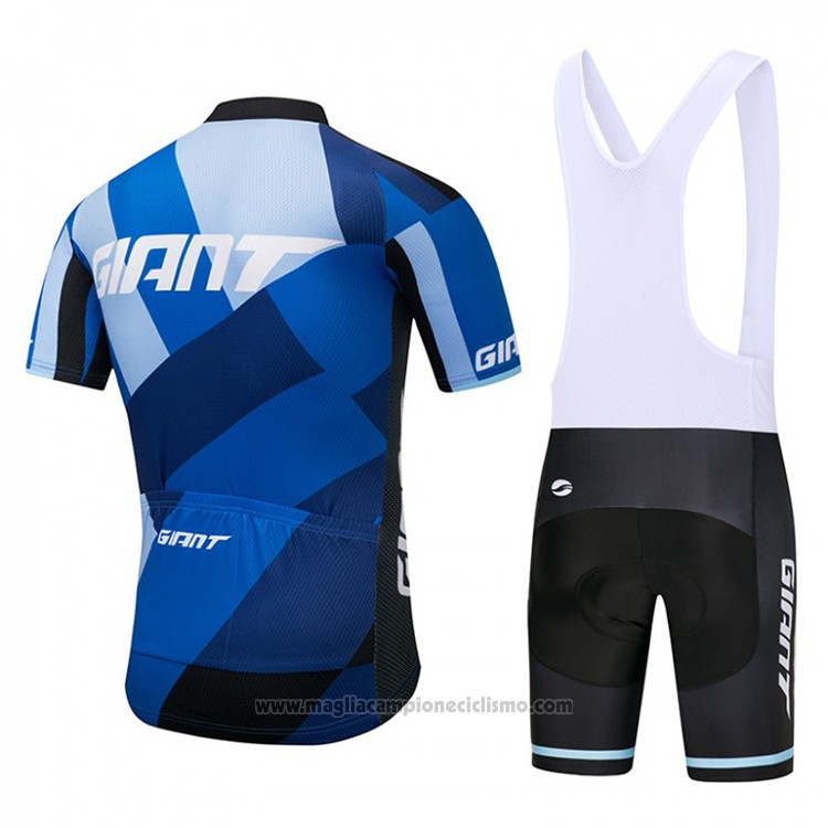 2018 Abbigliamento Ciclismo Giant Blu e Nero Manica Corta e Salopette