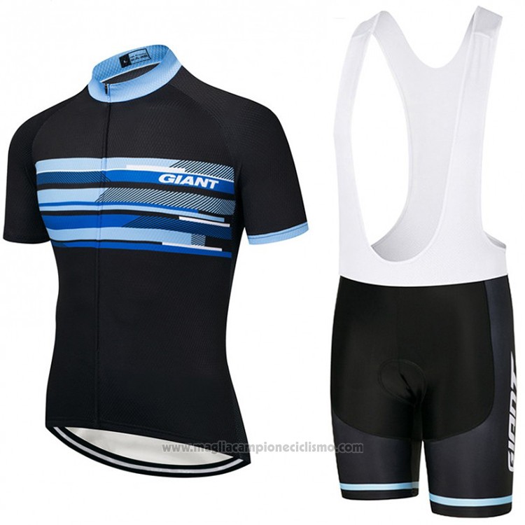 2018 Abbigliamento Ciclismo Giant Nero e Blu Manica Corta e Salopette