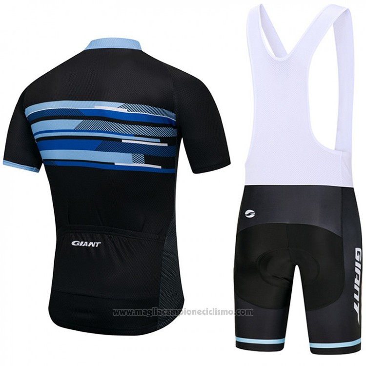 2018 Abbigliamento Ciclismo Giant Nero e Blu Manica Corta e Salopette