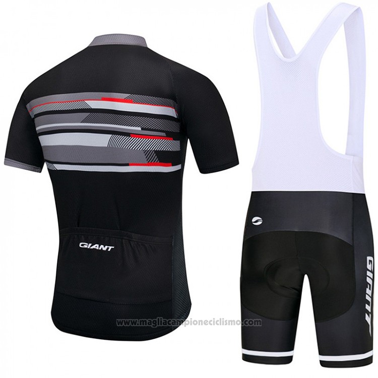2018 Abbigliamento Ciclismo Giant Nero e Grigio Manica Corta e Salopette