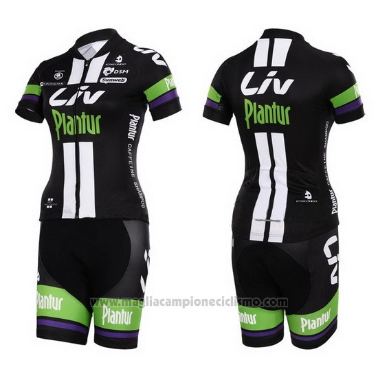 2015 Abbigliamento Ciclismo Donne Liv Bianco e Nero Manica Corta e Salopette