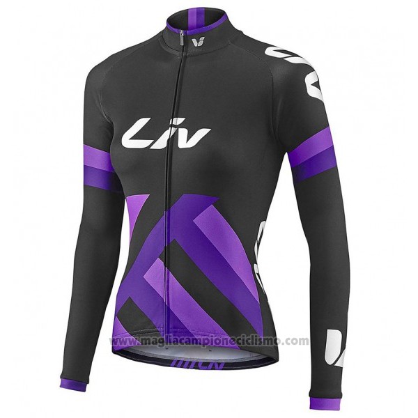 2017 Abbigliamento Ciclismo Donne Liv Nero e Viola Manica Lunga e Salopette