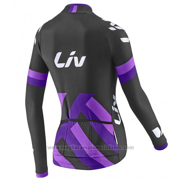 2017 Abbigliamento Ciclismo Donne Liv Nero e Viola Manica Lunga e Salopette