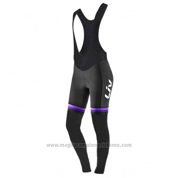 2017 Abbigliamento Ciclismo Donne Liv Nero e Viola Manica Lunga e Salopette