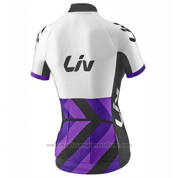 2017 Abbigliamento Ciclismo Donne Liv Race Day Bianco e Viola Manica Corta e Salopette