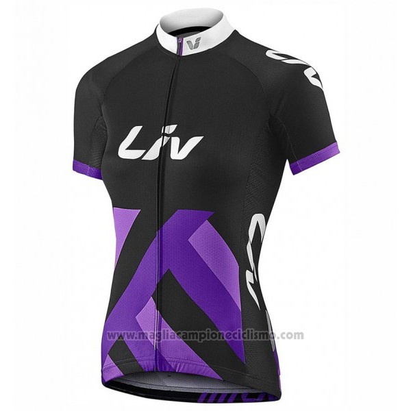 2017 Abbigliamento Ciclismo Donne Liv Race Day Nero e Viola Manica Corta e Salopette