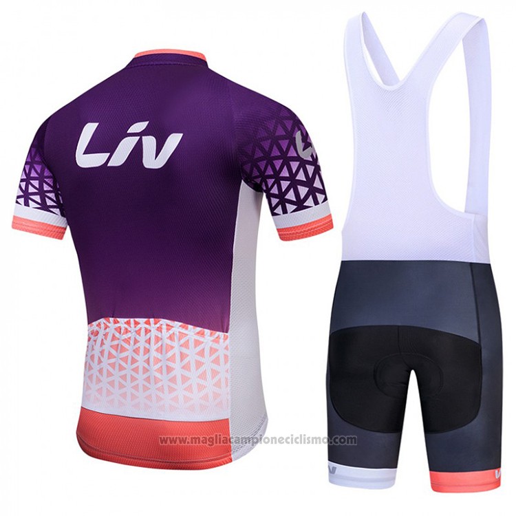 2018 Abbigliamento Ciclismo Liv Scuro Viola Manica Corta e Salopette
