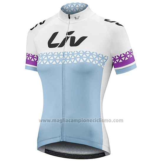 2019 Abbigliamento Ciclismo Donne Liv Bianco Blu Manica Corta e Salopette