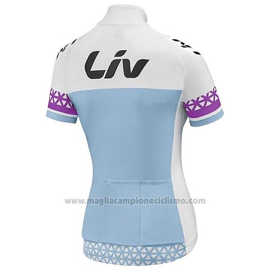 2019 Abbigliamento Ciclismo Donne Liv Bianco Blu Manica Corta e Salopette