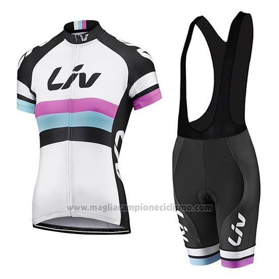2019 Abbigliamento Ciclismo Donne Liv Bianco Nero Manica Corta e Salopette