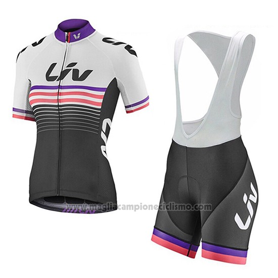 2019 Abbigliamento Ciclismo Donne Liv Nero Bianco Fuxia Manica Corta e Salopette