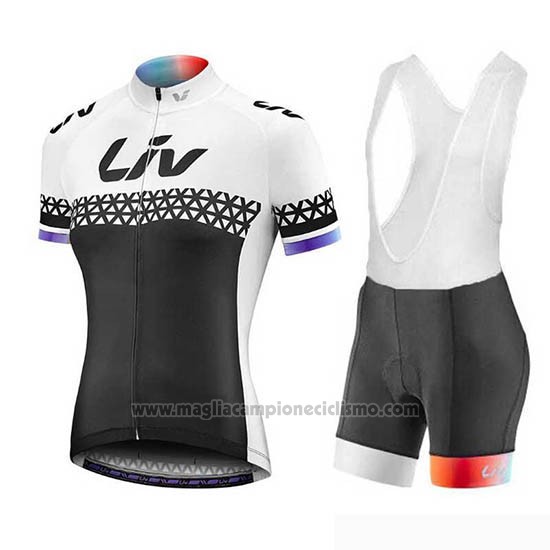 2019 Abbigliamento Ciclismo Donne Liv Nero Bianco Manica Corta e Salopette