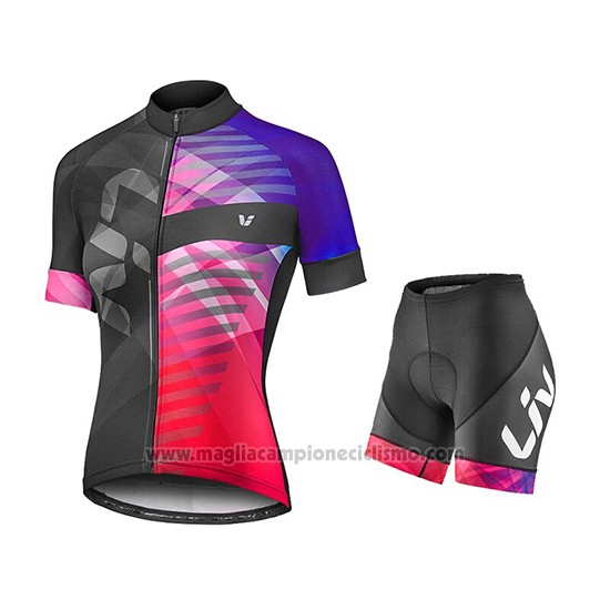 2019 Abbigliamento Ciclismo Donne Liv Viola Rosso Nero Manica Corta e Salopette