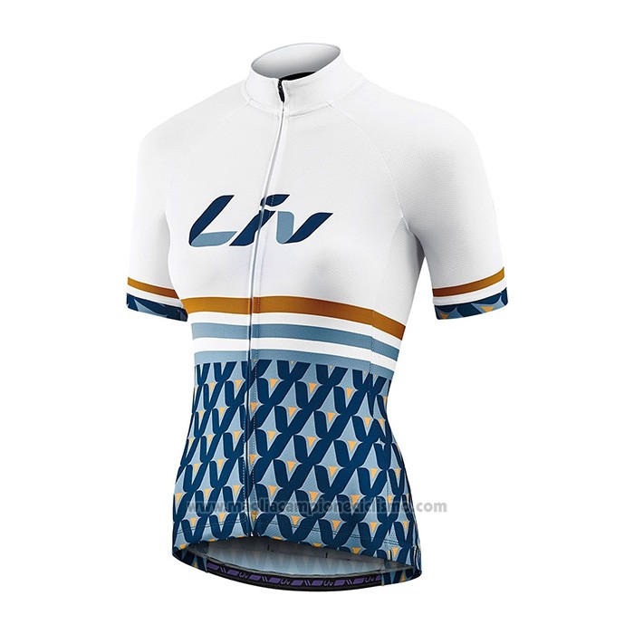 2021 Abbigliamento Ciclismo Donne Liv Bianco Blu Manica Corta e Salopette