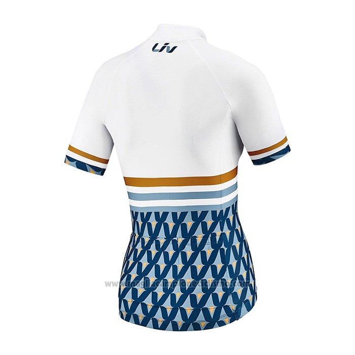 2021 Abbigliamento Ciclismo Donne Liv Bianco Blu Manica Corta e Salopette