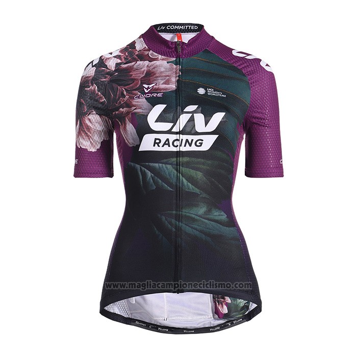 2022 Abbigliamento Ciclismo Donne Liv Viola Manica Corta e Salopette
