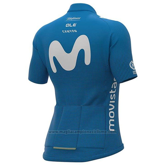 2020 Abbigliamento Ciclismo Donne Movistar Bianco Blu Manica Corta e Salopette