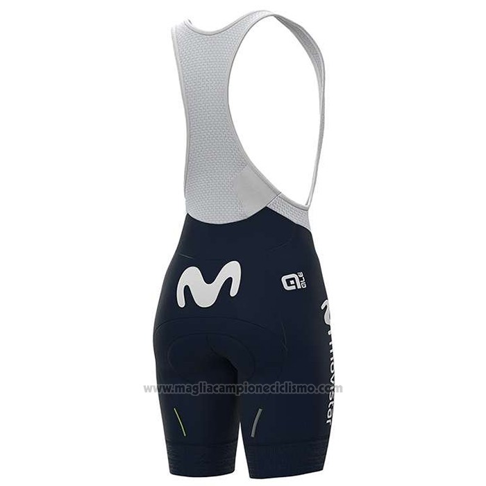 2020 Abbigliamento Ciclismo Donne Movistar Bianco Blu Manica Corta e Salopette