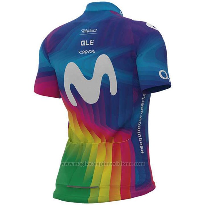 2020 Abbigliamento Ciclismo Donne Movistar Multicolore Manica Corta e Salopette