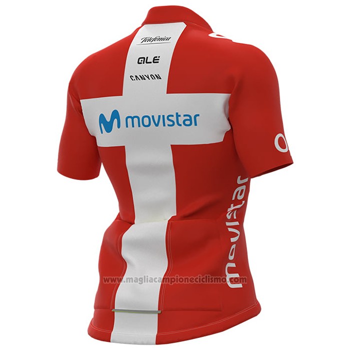 2021 Abbigliamento Ciclismo Donne Movistar Campione Danimarca Manica Corta e Salopette