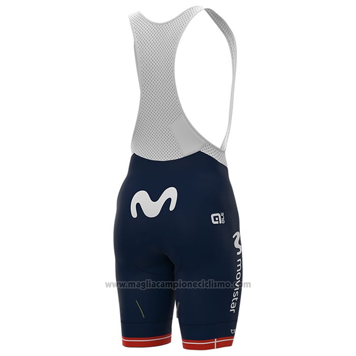 2021 Abbigliamento Ciclismo Donne Movistar Campione Danimarca Manica Corta e Salopette
