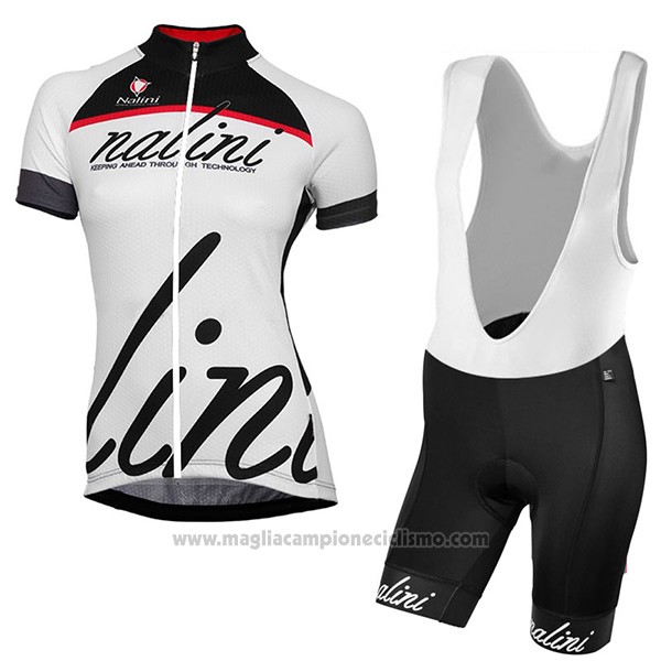 2017 Abbigliamento Ciclismo Donne Nalini Classic Bianco Manica Corta e Salopette