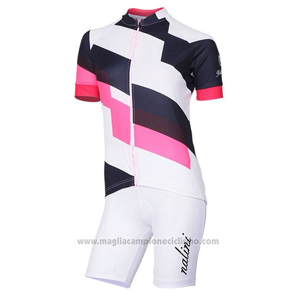 2017 Abbigliamento Ciclismo Donne Nalini Stripe Rosa e Nero Manica Corta e Salopette