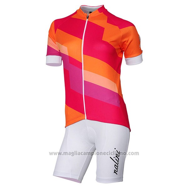 2017 Abbigliamento Ciclismo Donne Nalini Stripe Rosso e Arancione Manica Corta e Salopette