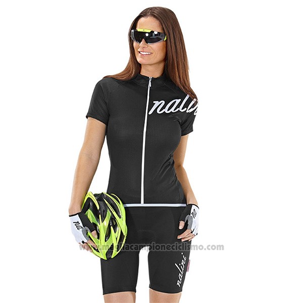 2017 Abbigliamento Ciclismo Donne Nalini Wave Scuro Nero Manica Corta e Salopette