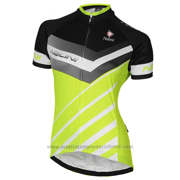 2017 Abbigliamento Ciclismo Donne Nalini Zebrana Verde e Nero Manica Corta e Salopette