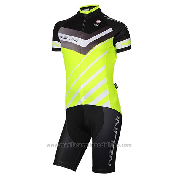 2017 Abbigliamento Ciclismo Donne Nalini Zebrana Verde e Nero Manica Corta e Salopette