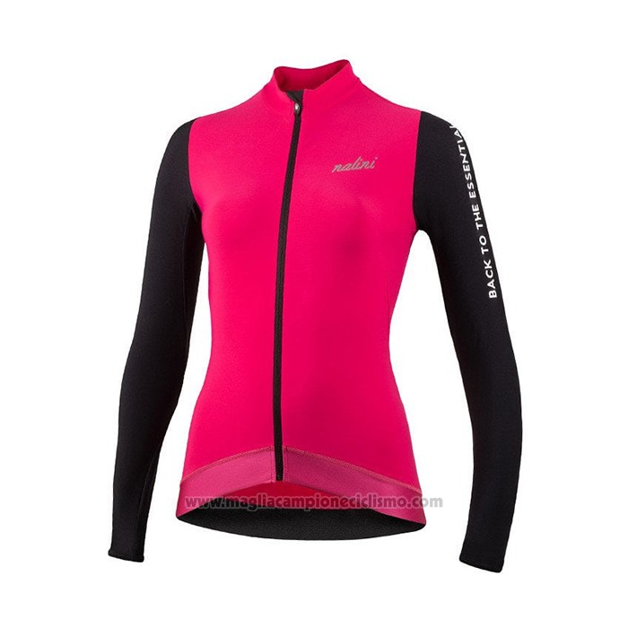 2021 Abbigliamento Ciclismo Donne Nalini Scuro Rosa Manica Lunga e Salopette