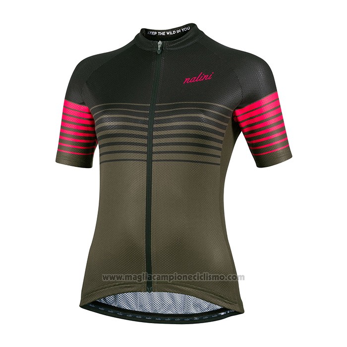 2022 Abbigliamento Ciclismo Donne Nalini Verde Nero Manica Corta e Salopette