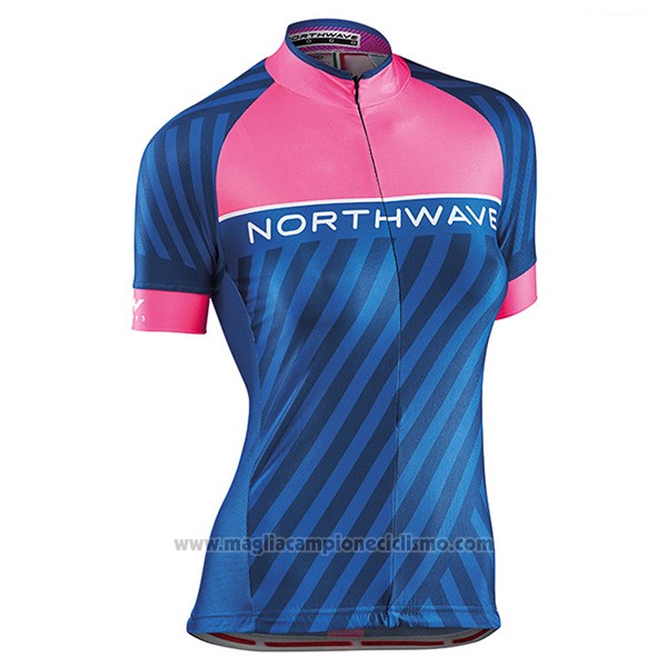 2017 Abbigliamento Ciclismo Donne Northwave Blu e Rosa Manica Corta e Salopette