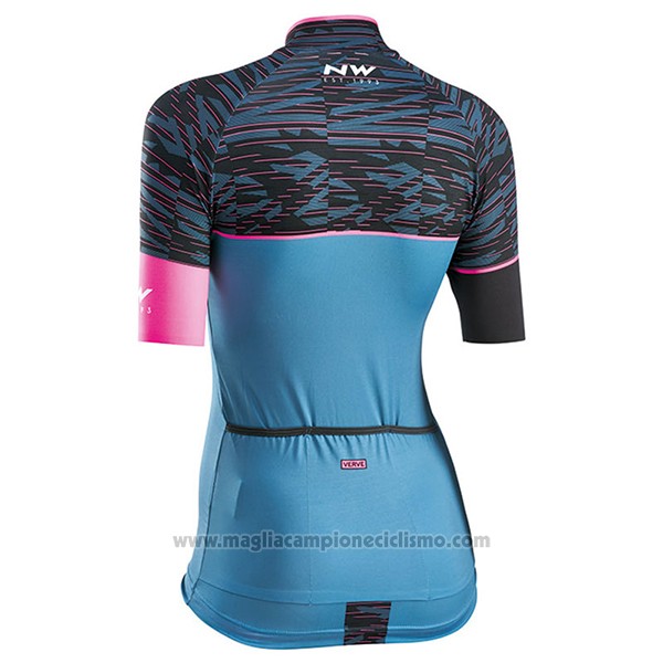 2017 Abbigliamento Ciclismo Donne Northwave Nero e Blu Manica Corta e Salopette