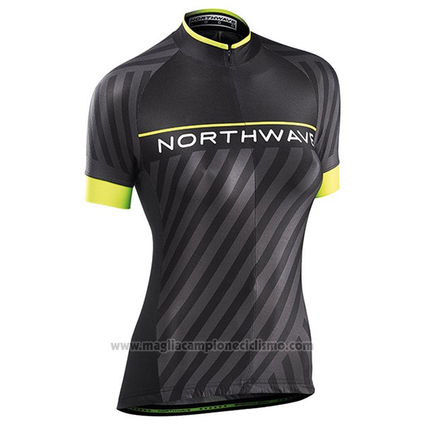 2017 Abbigliamento Ciclismo Donne Northwave Nero e Giallo Manica Corta e Salopette