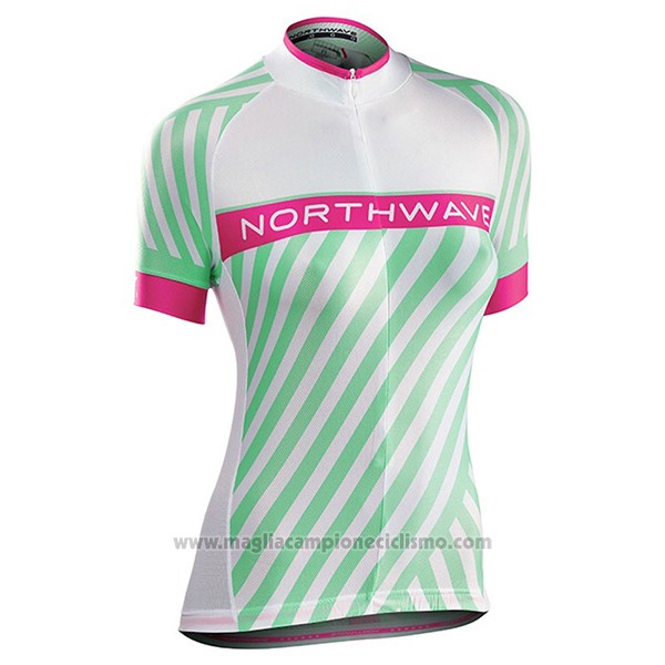 2017 Abbigliamento Ciclismo Donne Northwave Verde e Rosa Manica Corta e Salopette