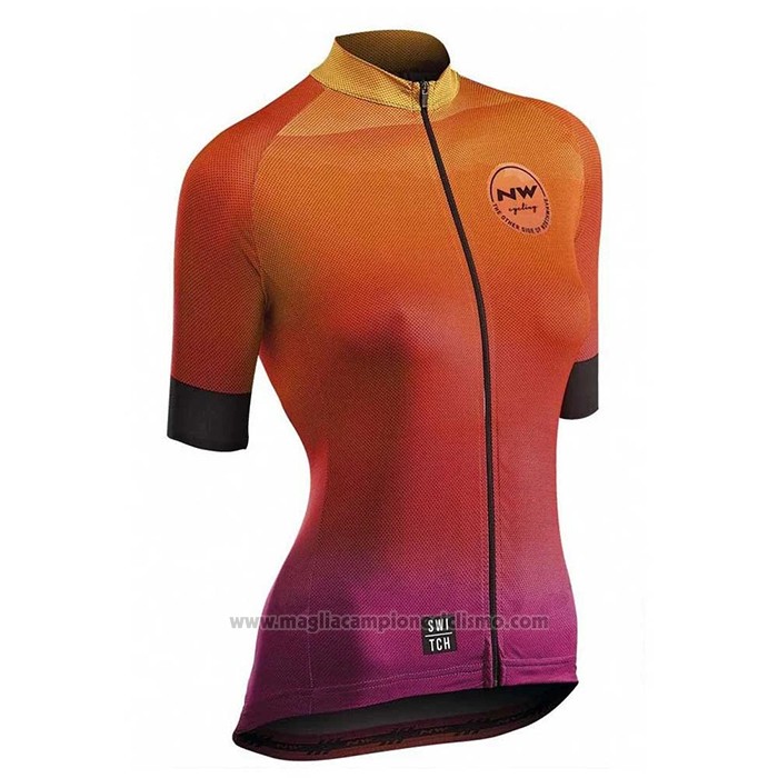 2020 Abbigliamento Ciclismo Donne Northwave Arancione Manica Corta e Salopette