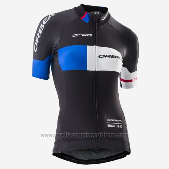 2016 Abbigliamento Ciclismo Donne Orbea Blu e Nero Manica Corta e Salopette