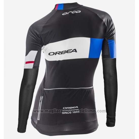 2016 Abbigliamento Ciclismo Donne Orbea Blu e Nero Manica Lunga e Salopette