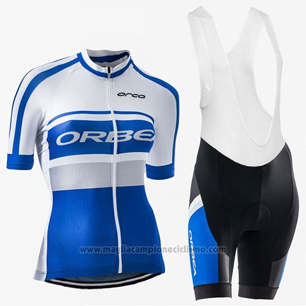 2017 Abbigliamento Ciclismo Donne Orbea Blu e Bianco Manica Corta e Salopette