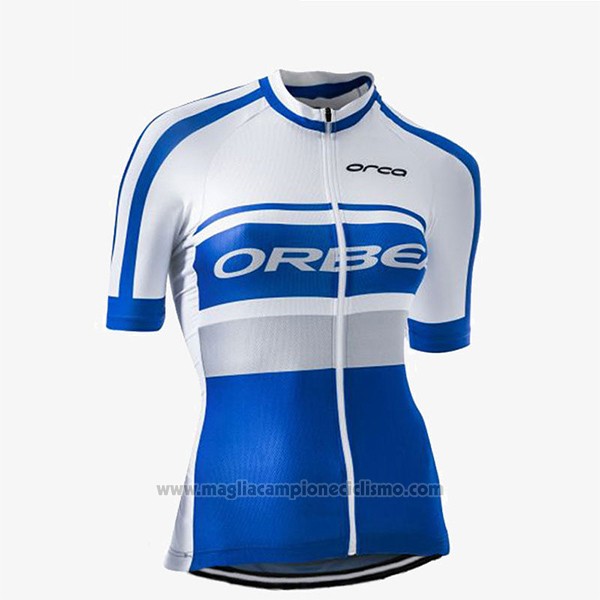 2017 Abbigliamento Ciclismo Donne Orbea Blu e Bianco Manica Corta e Salopette