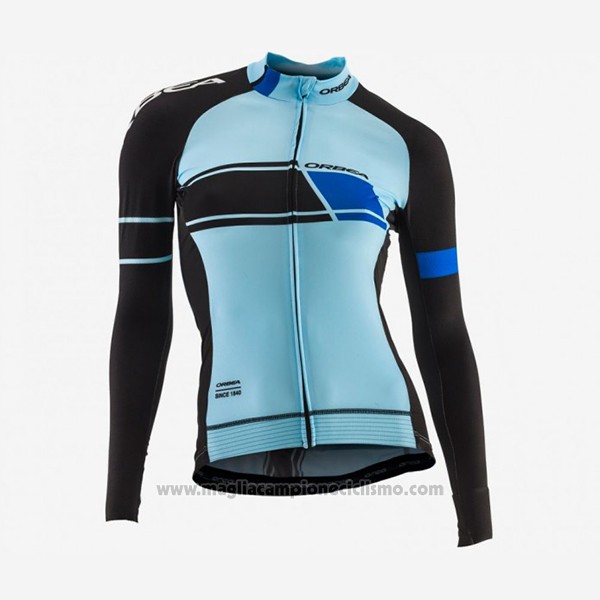 2017 Abbigliamento Ciclismo Donne Orbea Nero e Blu Manica Lunga e Salopette