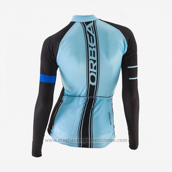 2017 Abbigliamento Ciclismo Donne Orbea Nero e Blu Manica Lunga e Salopette